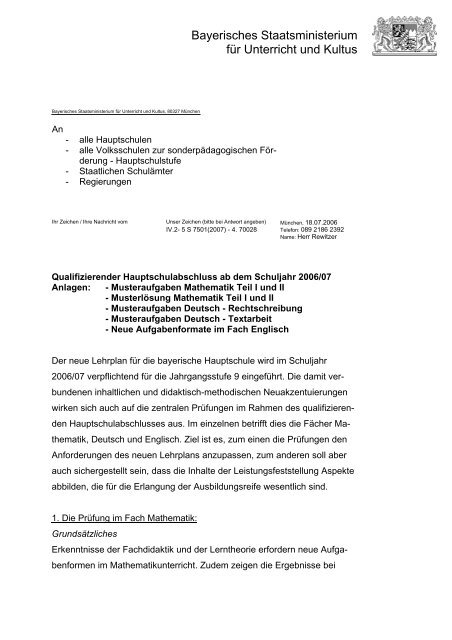 KMS zum Qualifizierenden Hauptschulabschluss ab ... - ISB - Bayern
