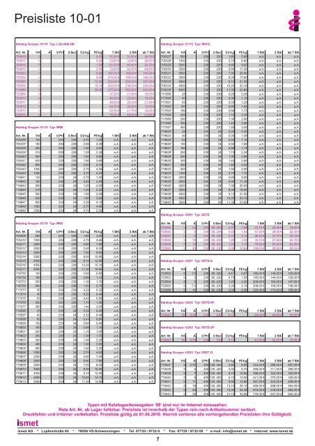 Preisliste Umschlag 2f.cdr - Ismet AG