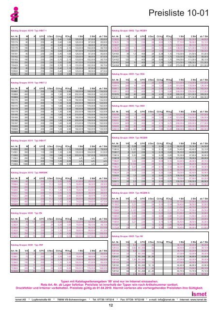 Preisliste Umschlag 2f.cdr - Ismet AG