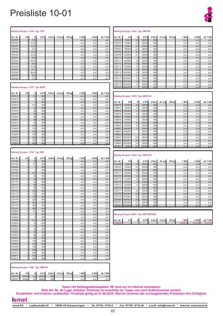 Preisliste Umschlag 2f.cdr - Ismet AG