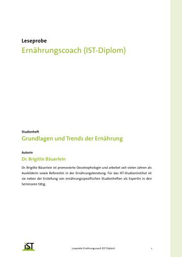 Ernährungscoach (IST-Diplom) - IST-Studieninstitut