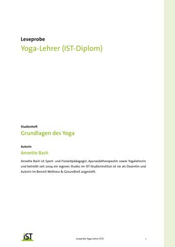 Yoga-Lehrer (IST-Diplom) - IST-Studieninstitut