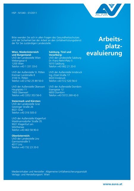 Merkblatt Arbeitsplatzevaluierung M 040