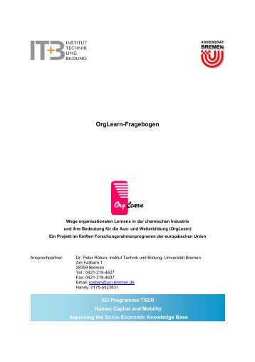 OrgLearn-Fragebogen - Institut Technik und Bildung - Universität ...