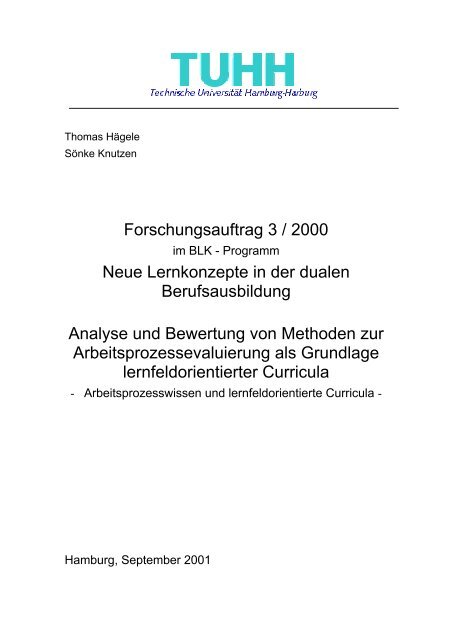 Arbeitsprozesse Und Lernfeldorientierung Institut Technik Und