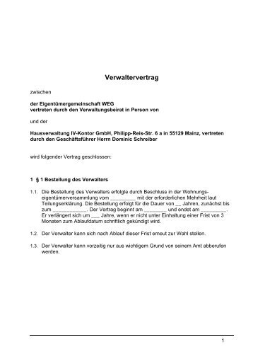 Verwaltervertrag (WEG) - Immobilien Verwaltungs  Kontor GMBH
