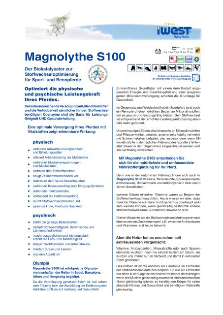 Datenblatt Magnolythe S100 - iWEST