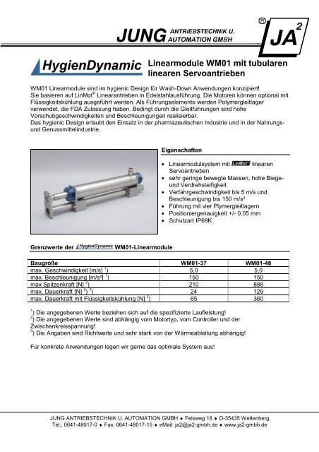 WM01-Datenblatt - JUNG ANTRIEBSTECHNIK U. AUTOMATION ...