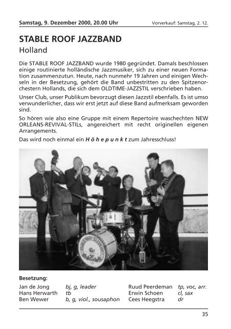 2000 - Jazz Club Dissen - Bad Rothenfelde eV