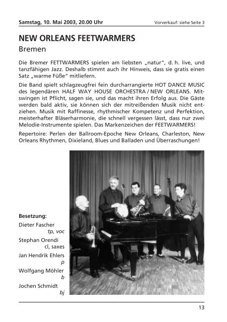 2003 - Jazz Club Dissen - Bad Rothenfelde eV