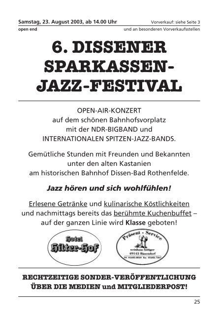 2003 - Jazz Club Dissen - Bad Rothenfelde eV