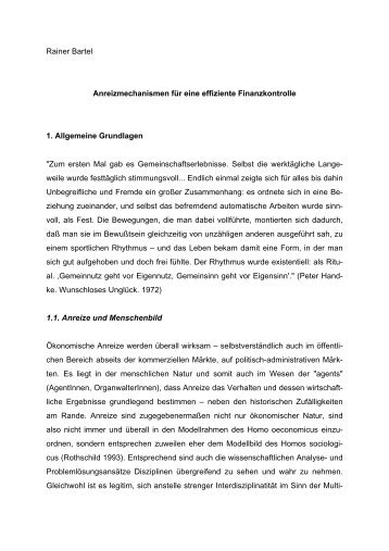 Rainer Bartel Anreizmechanismen für eine effiziente Finanzkontrolle ...