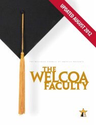 Introducing The WELCOA Faculty - Wellness Councils of America