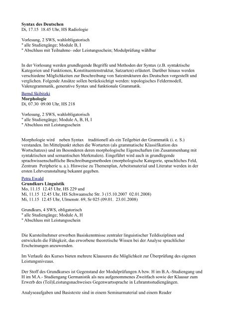 Vorlesungsverzeichnis WS 2007/08
