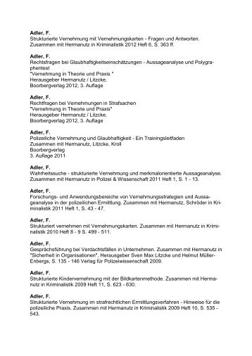 Veröffentlichungen von Mitgliedern der Hochschule - Hochschule für ...