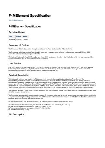 F4MElement Specification