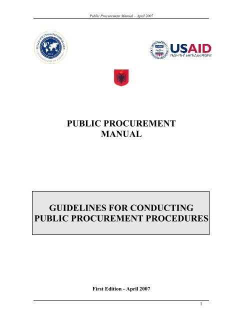 PUBLIC PROCUREMENT MANUAL GUIDELINES FOR ... - unpcdc