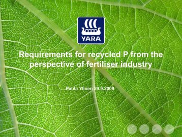Requirements for recycled P from the perspective of fertiliser industry
