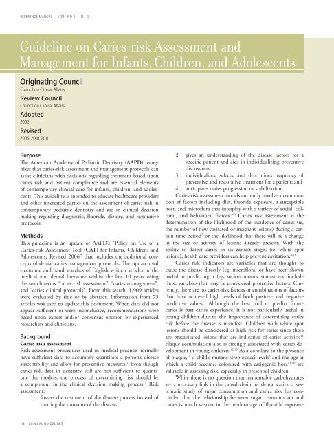 Guideline on Caries-risk Assessment and Management for Infants ...