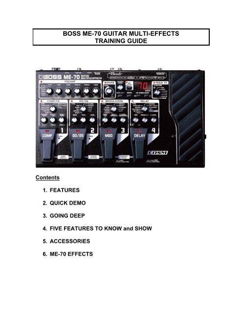 BOSS ME-70 GUITAR MULTI-EFFECTS TRAINING GUIDE - Roland