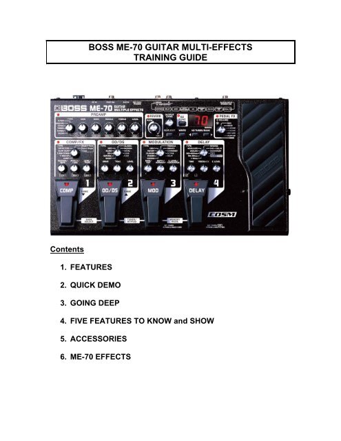 BOSS ME-70 GUITAR MULTI-EFFECTS TRAINING GUIDE