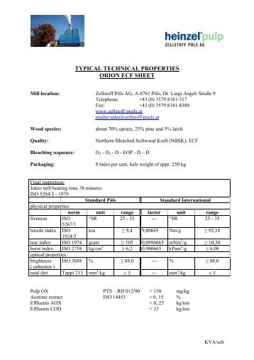 PULP DATA SHEET - Zellstoff Pöls AG