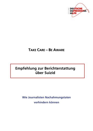 Medienguide "Take care, be aware" - Bündnis gegen Depression