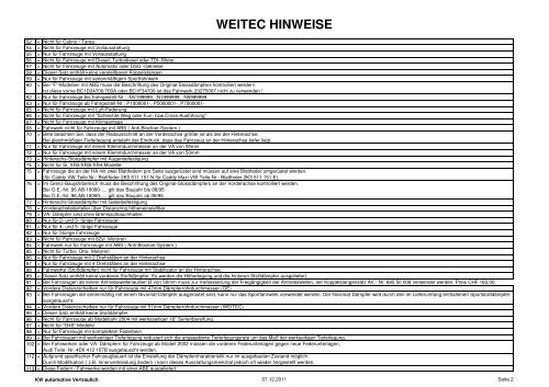 WEITEC HINWEISE - JMS Fahrzeugteile
