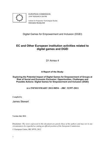 EC funded projects on digital games and DGEI - JRC - Europa