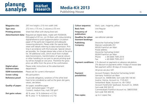 Media-Kit 2013 - Planung & Analyse