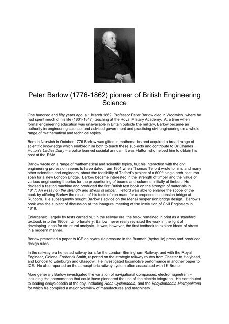 Peter Barlow (1776-1862) - Institution of Civil Engineers