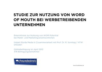 Studie zur Nutzung von Word of Mouth bei - Hubert Burda Media