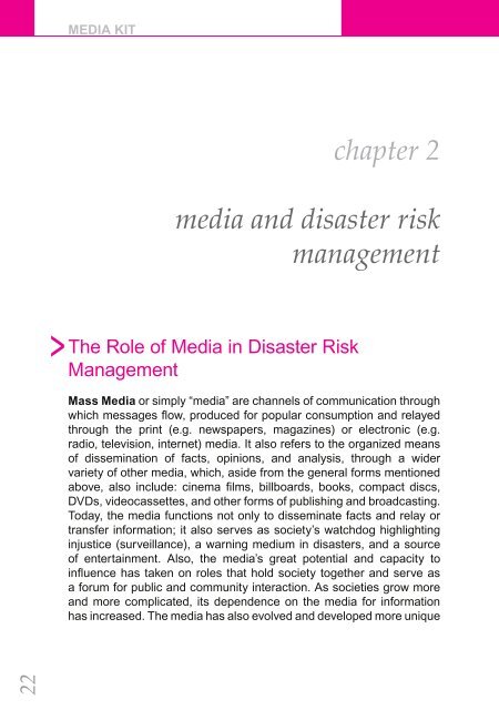 community-based disaster risk management and the media media kit