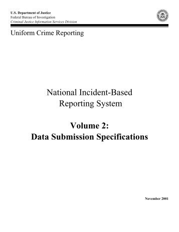NIBRS Volume 2: Data Submission Specifications - FBI