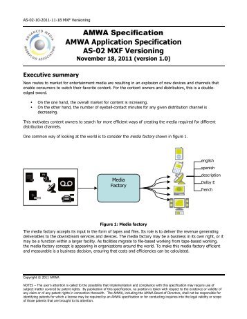 AMWA Application Specification AS-02 MXF Versioning - Advanced ...