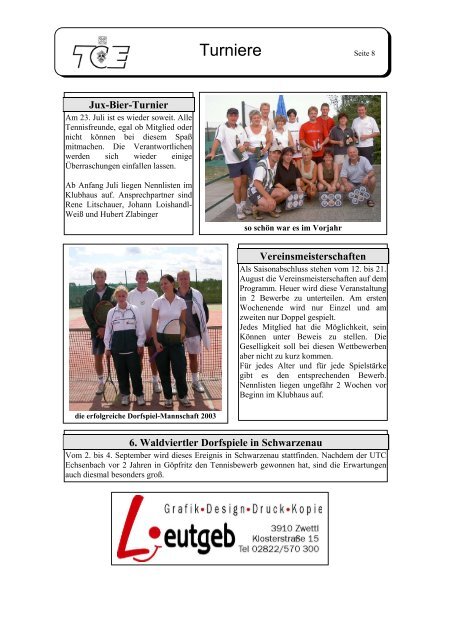 Echsenbach verstärkt sich für die Saison 2005 - UTC Echsenbach ...