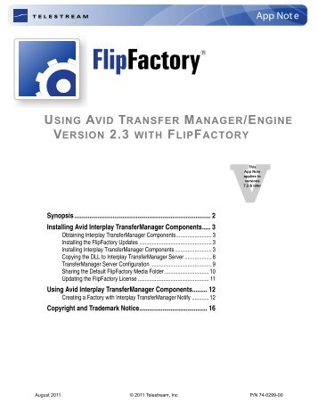 Using Avid Transfer Manager/Engine Version 2.3 with FlipFactory ...