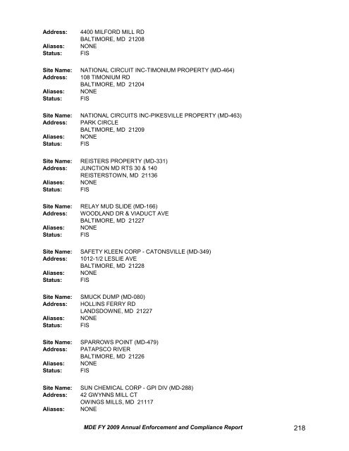 Report - Maryland Department of the Environment