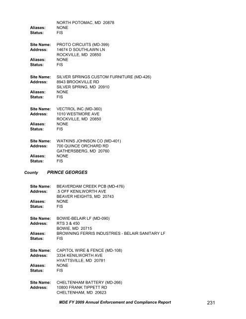 Report - Maryland Department of the Environment