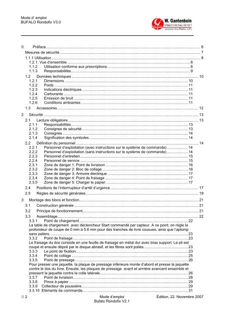 Instructions d'utilisation, complet - W. Gantenbein GmbH