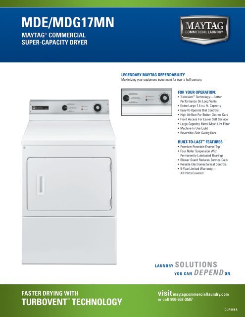 MDE/MDG17MN - Maytag Commercial Laundry