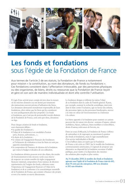 Fonds et fondations en 2010 - Fondation de France
