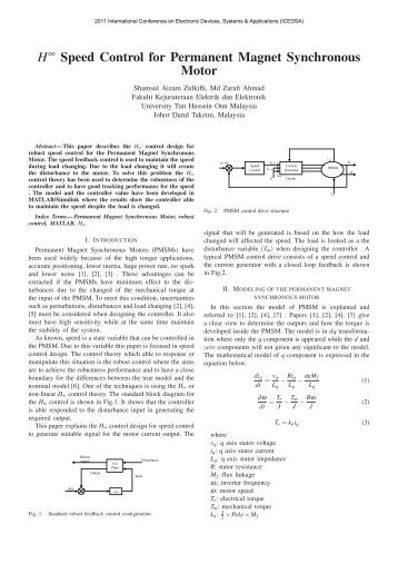 H Speed Control for Permanent Magnet Synchronous Motor - UTHM ...
