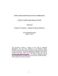 COMAR Title 13B.02.03 - Maryland Higher Education Commission