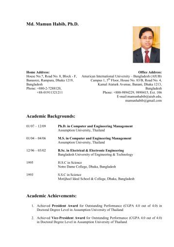 Dr. Md. Mamun Habib - International Conference on Industrial ...