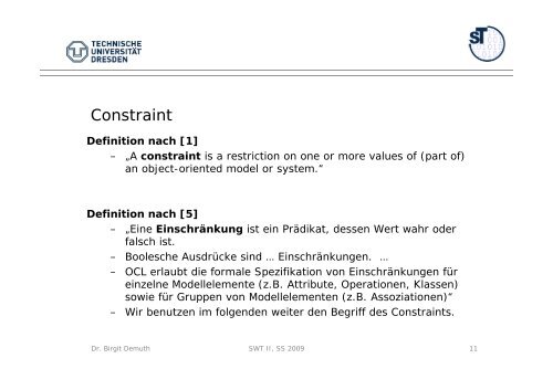 Einführung in OCL - Www-st.inf.tu-dresden.de