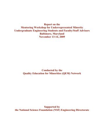Report on the Mentoring Workshop for ... - (QEM) Network