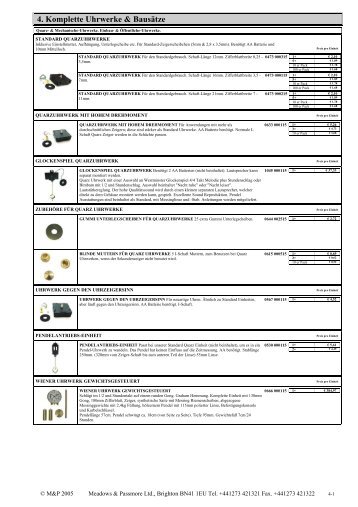 4. Komplette Uhrwerke & Bausätze - auf der M & P Internetseite.