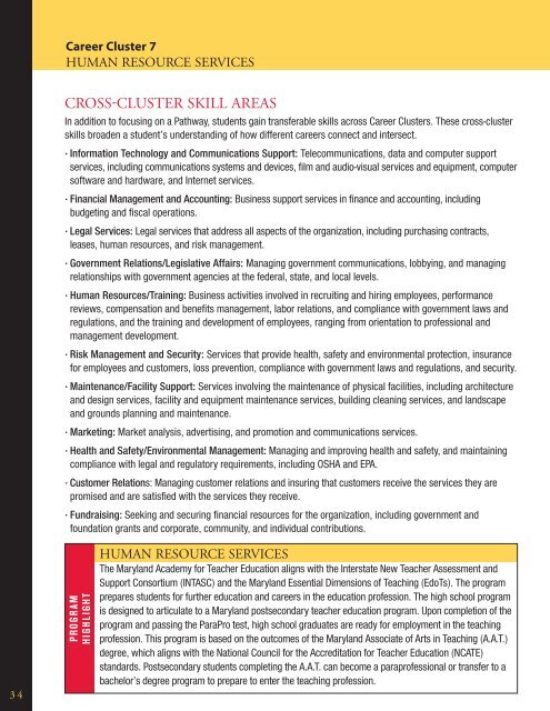 maryland career clusters - Maryland State Department of Education