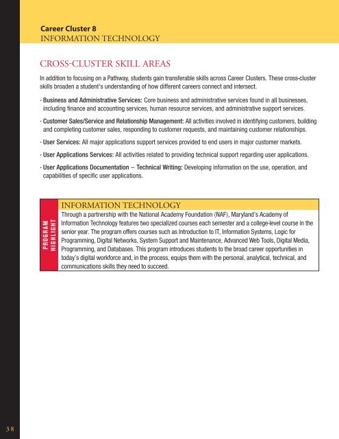 maryland career clusters - Maryland State Department of Education